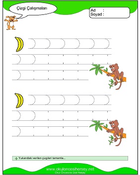 okul öncesi çizgi çalışma sayfaları